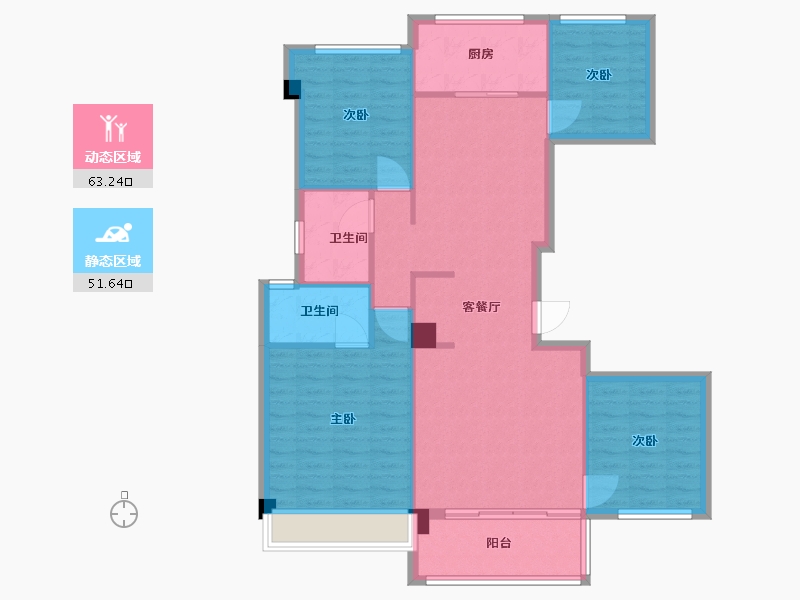 福建省-厦门市-建发玺樾2-1,6　131m²-104.30-户型库-动静分区