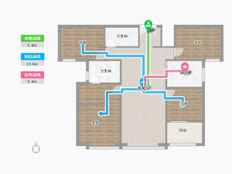 福建省-厦门市-中骏天宸11,12　150m²-120.00-户型库-动静线