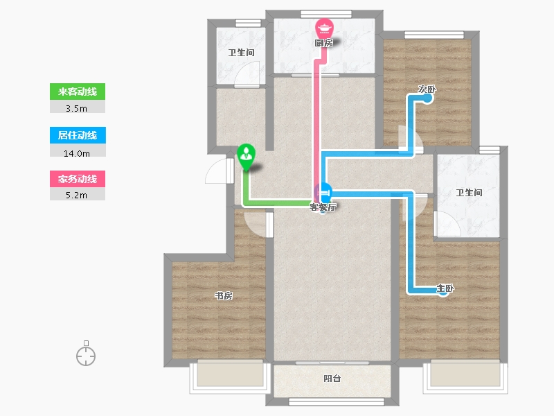 天津-天津市-保利天汇建面120m²-89.16-户型库-动静线