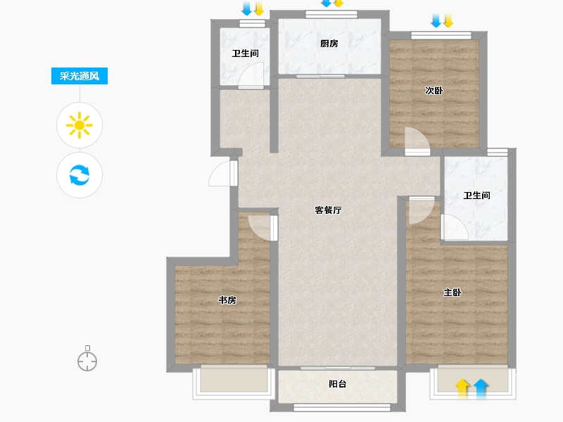 天津-天津市-保利天汇建面120m²-89.16-户型库-采光通风