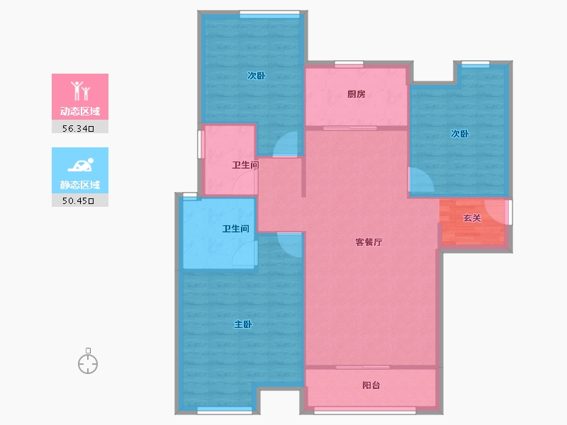 河南省-郑州市-郑西理想城3号楼,4号楼,5号楼,6号楼,7号楼,二期11,二期12-97.59-户型库-动静分区