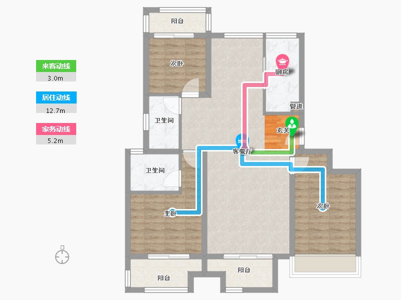 河南省-郑州市-禹洲嘉誉风华8号楼D户型115m²-92.00-户型库-动静线