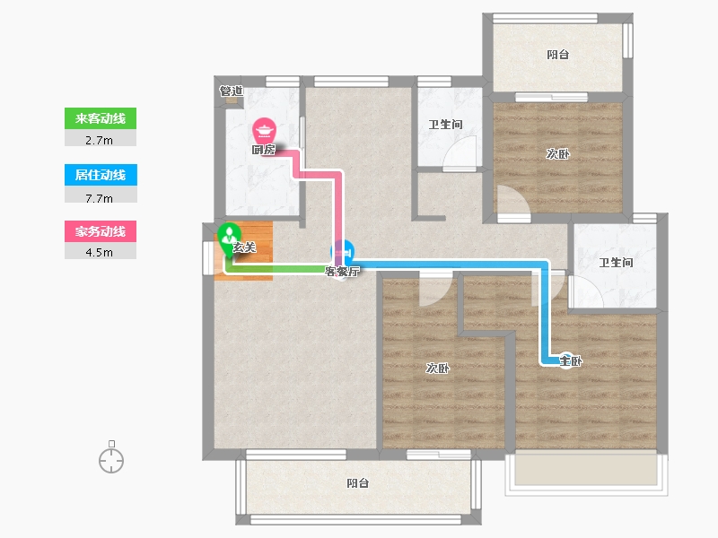 河南省-郑州市-禹洲嘉誉风华8号楼C3户型115m²-92.01-户型库-动静线