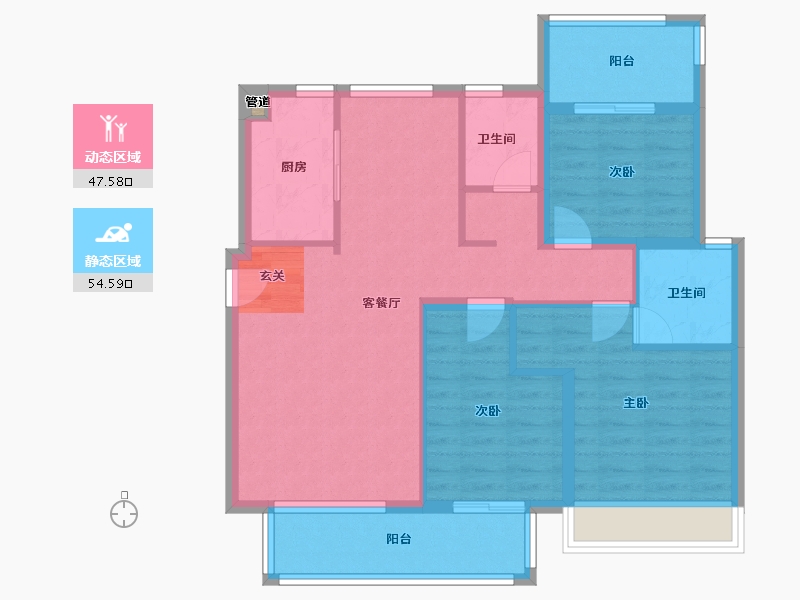 河南省-郑州市-禹洲嘉誉风华8号楼C3户型115m²-92.01-户型库-动静分区