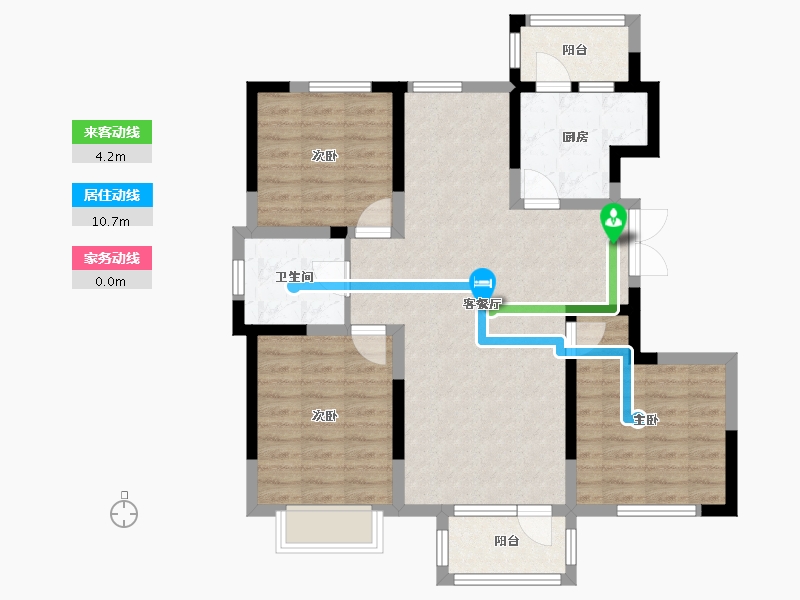 天津-天津市-和泰园A2户型建面125㎡-87.42-户型库-动静线