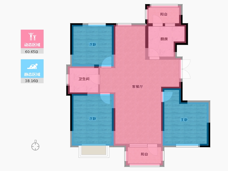 天津-天津市-和泰园A2户型建面125㎡-87.42-户型库-动静分区