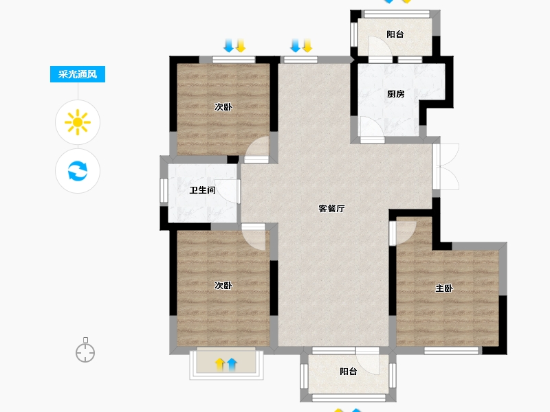 天津-天津市-和泰园A2户型建面125㎡-87.42-户型库-采光通风