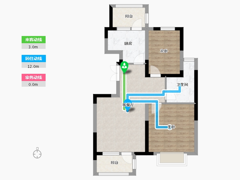 天津-天津市-和泰园B户型建面93㎡-65.04-户型库-动静线