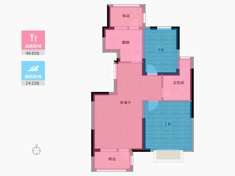 天津-天津市-和泰园B户型建面93㎡-65.04-户型库-动静分区