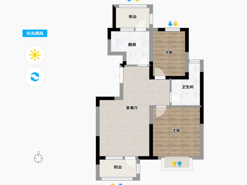 天津-天津市-和泰园B户型建面93㎡-65.04-户型库-采光通风