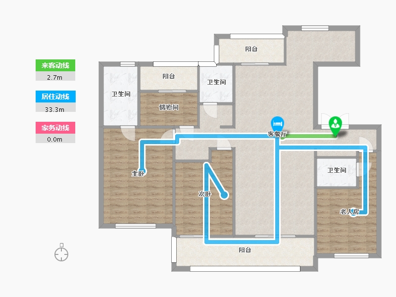 湖南省-长沙市-梅溪正荣府24号楼,21号楼,19号楼建面169m²-135.20-户型库-动静线