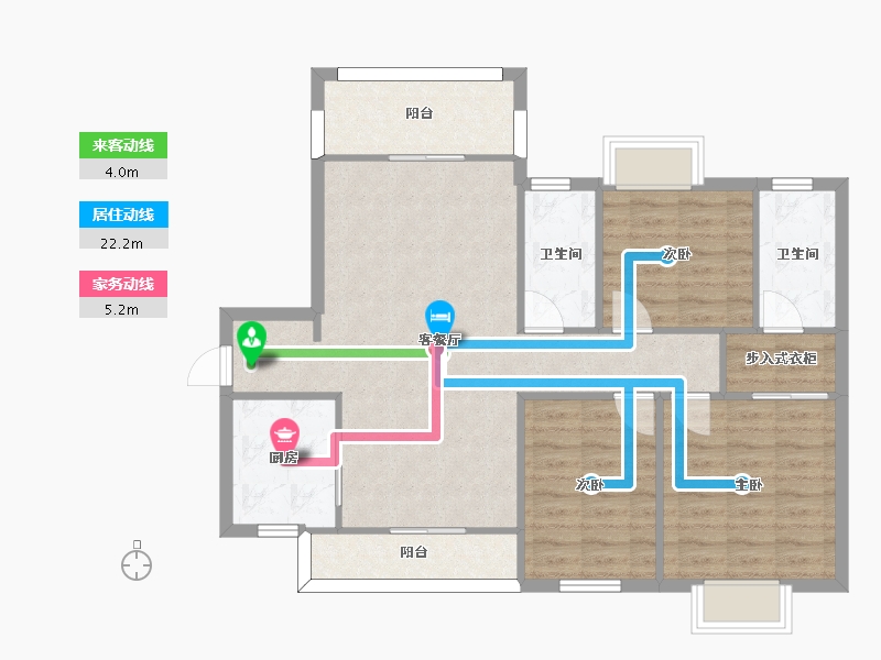 湖南省-长沙市-梅溪盛荟10栋建面118m²-90.40-户型库-动静线