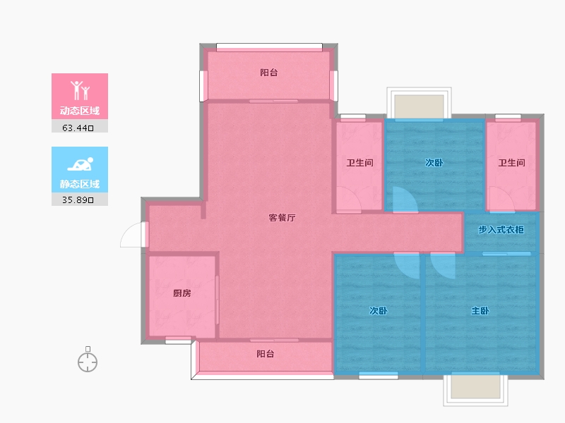 湖南省-长沙市-梅溪盛荟10栋建面118m²-90.40-户型库-动静分区