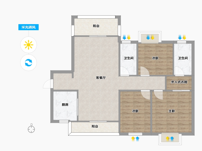 湖南省-长沙市-梅溪盛荟10栋建面118m²-90.40-户型库-采光通风