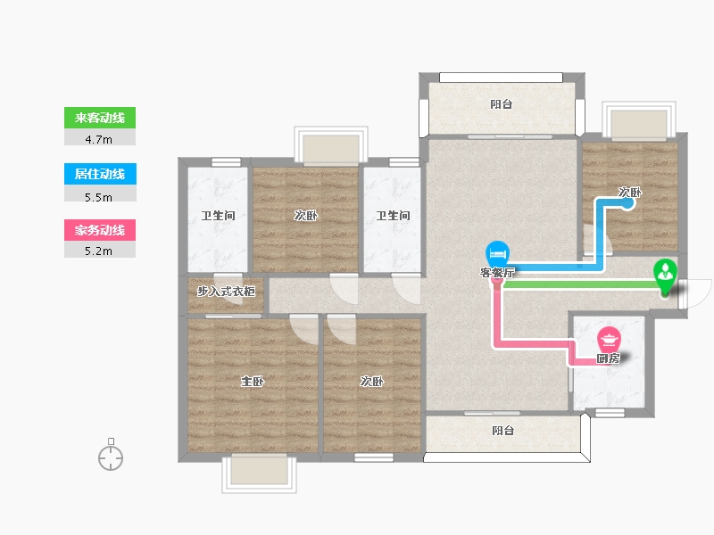 湖南省-长沙市-梅溪盛荟10栋建面134m²-103.19-户型库-动静线