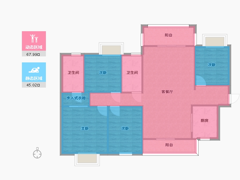 湖南省-长沙市-梅溪盛荟10栋建面134m²-103.19-户型库-动静分区