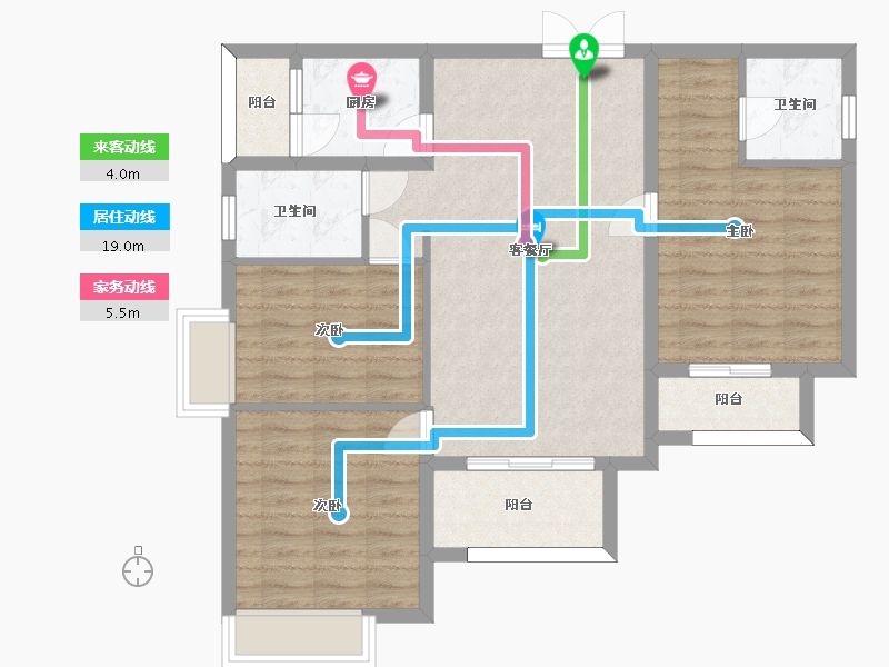 湖南省-长沙市-璞悦府2栋建面117m²-88.96-户型库-动静线