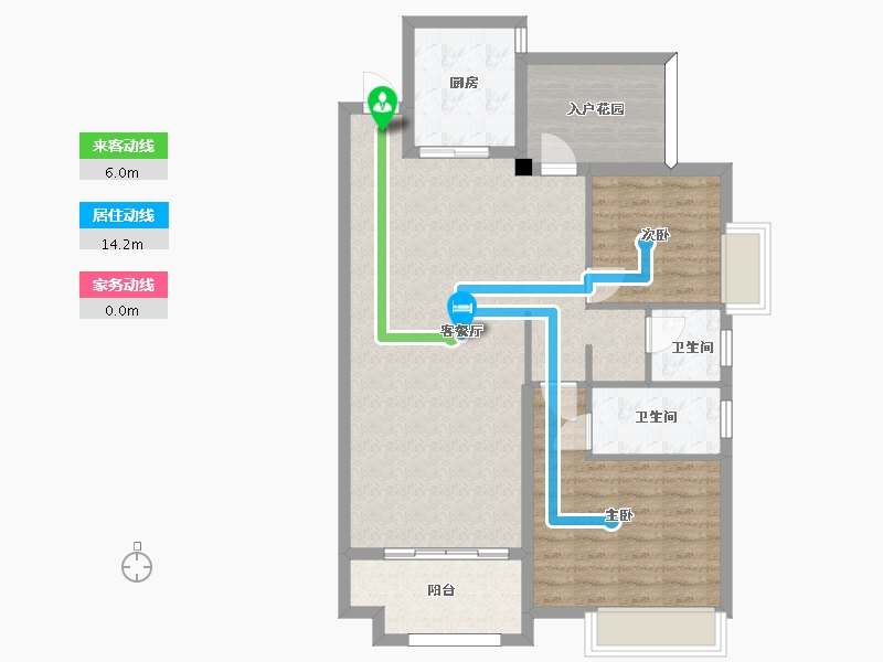 湖南省-长沙市-璞悦府1栋建面113m²-88.79-户型库-动静线