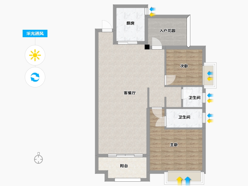 湖南省-长沙市-璞悦府1栋建面113m²-88.79-户型库-采光通风