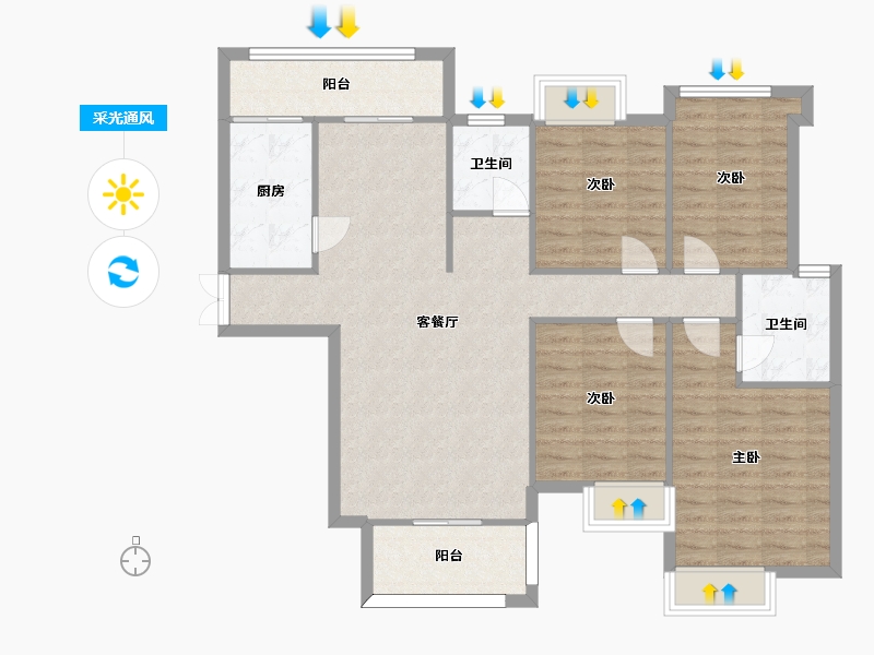 湖南省-长沙市-璞悦府2栋建面147m²-108.87-户型库-采光通风