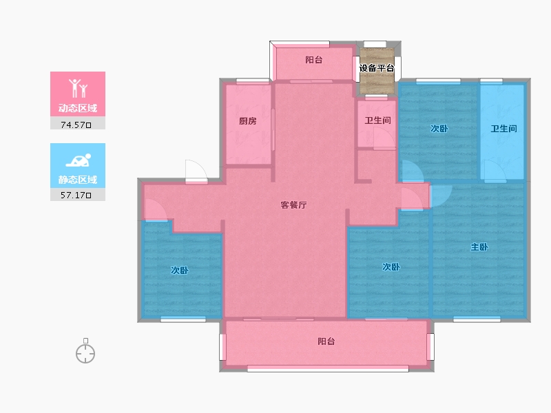 湖南省-长沙市-梅溪正荣府22号楼建面154m²-123.20-户型库-动静分区