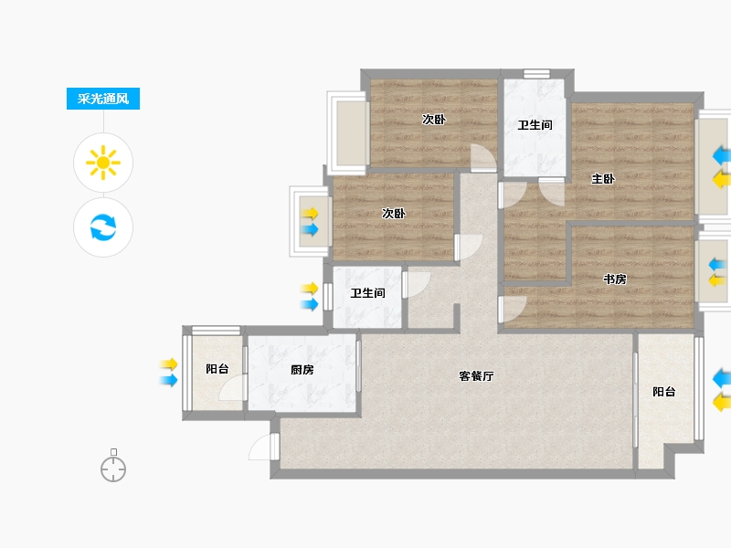 湖南省-长沙市-南山十里天池10号楼,三期11号楼建面113m²-90.40-户型库-采光通风