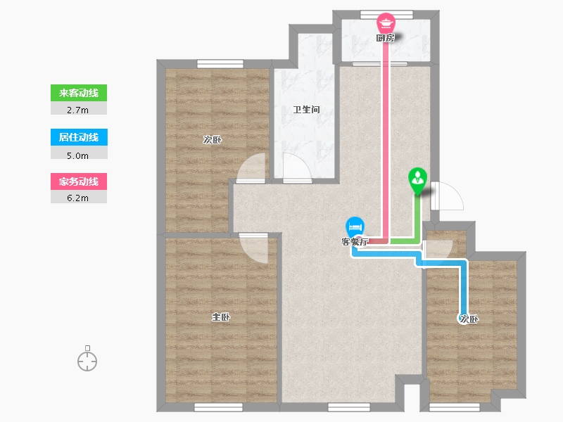 天津-天津市-富兴御园14号楼,富兴御园11号楼建面104m²-77.39-户型库-动静线