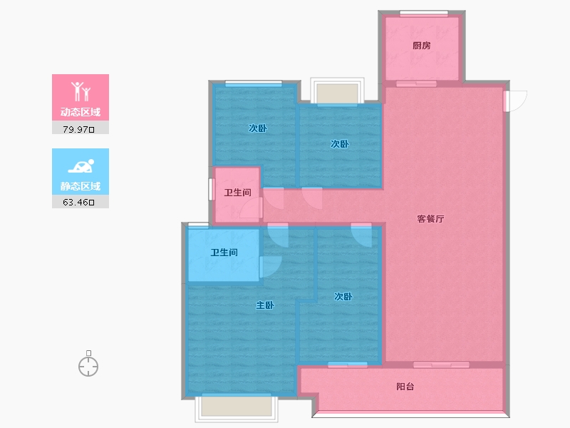 湖南省-长沙市-南山梅溪一方3栋,4栋建面184m²-130.70-户型库-动静分区