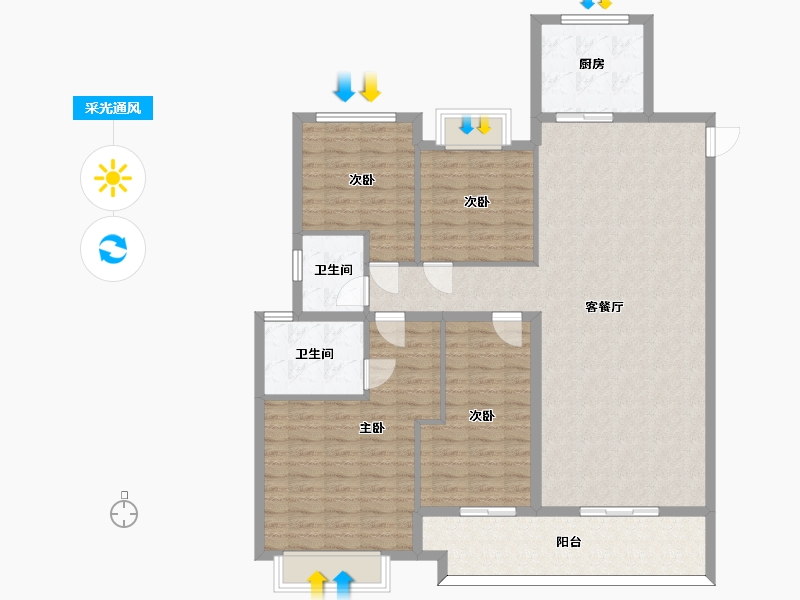 湖南省-长沙市-南山梅溪一方3栋,4栋建面184m²-130.70-户型库-采光通风