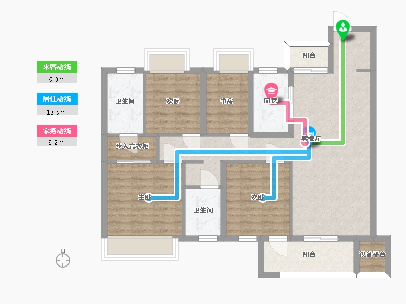 湖南省-长沙市-美的麓府10栋,7栋,3栋建面120m²-89.08-户型库-动静线