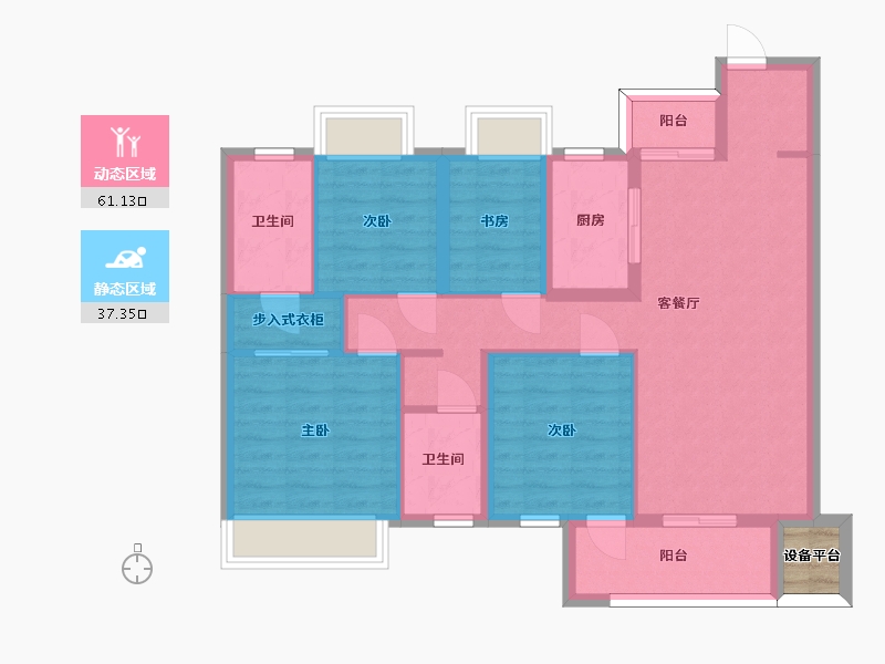 湖南省-长沙市-美的麓府10栋,7栋,3栋建面120m²-89.08-户型库-动静分区