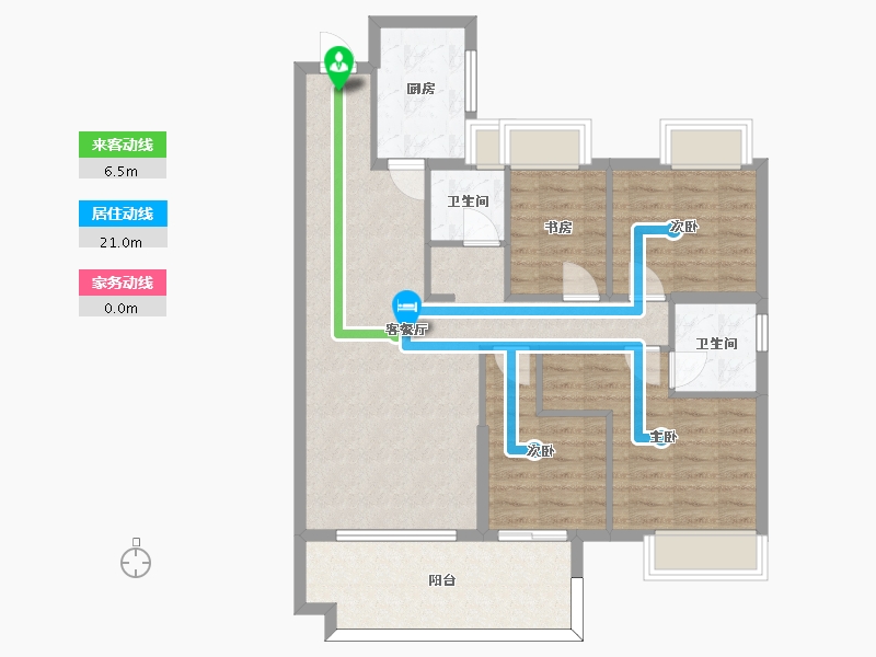 湖南省-长沙市-金侨风华府3号楼,5号楼,6号楼建面122m²-91.98-户型库-动静线