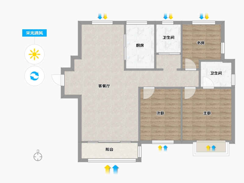 天津-天津市-格调松间17号楼建面127m²-87.69-户型库-采光通风