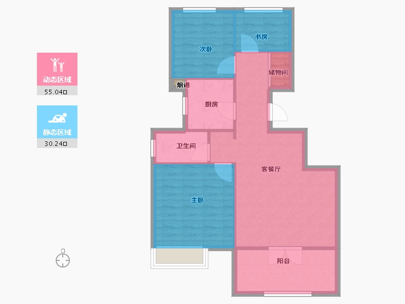 天津-天津市-社会山西苑39号楼,社会山西苑1号楼,社会山西苑2号楼,社会山西苑40号楼建面97m²-77.60-户型库-动静分区