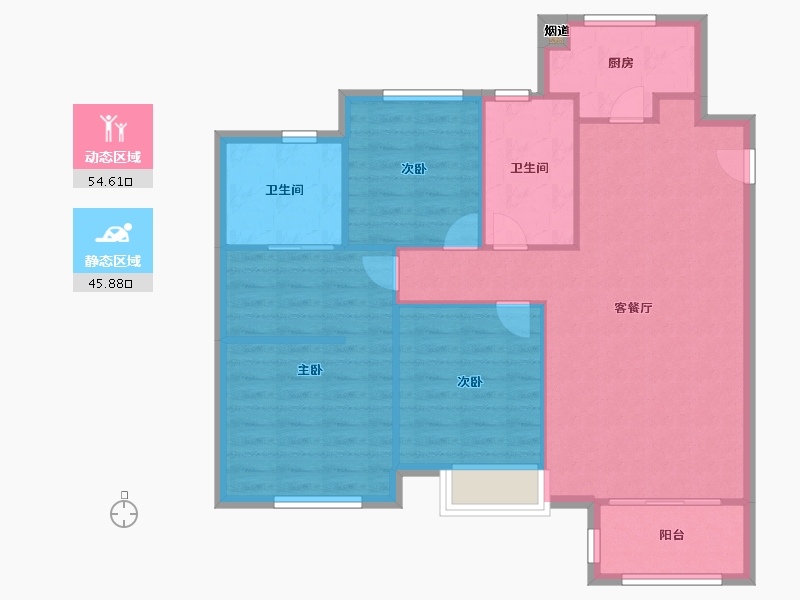 天津-天津市-九和府九和府1栋,九和府8栋,九和府9栋,九和府18栋孟春里6栋建面115m²-91.90-户型库-动静分区