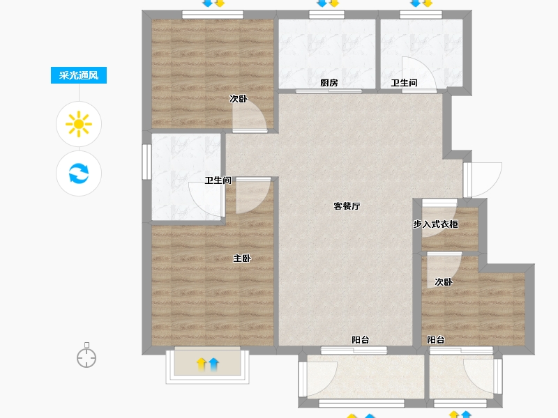 天津-天津市-中交樾公馆14号楼建面113m²-90.40-户型库-采光通风