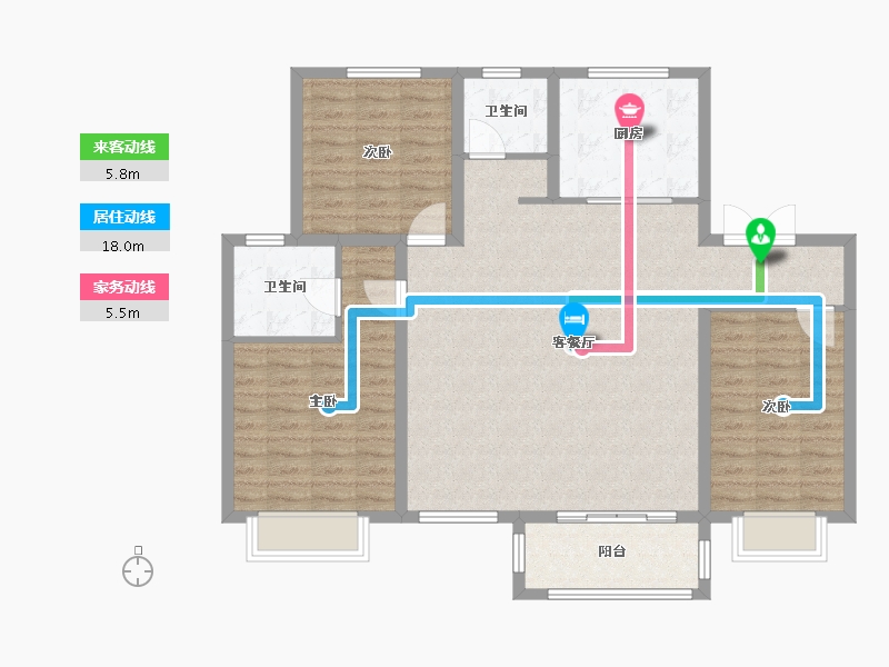 天津-天津市-融侨方圆汀兰苑34号楼建面137m²-109.70-户型库-动静线