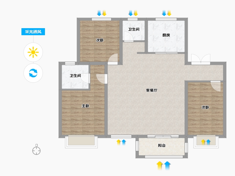 天津-天津市-融侨方圆汀兰苑34号楼建面137m²-109.70-户型库-采光通风