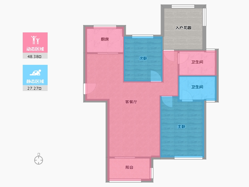 湖南省-长沙市-通号岭绣苑3号楼建面101m²-77.22-户型库-动静分区