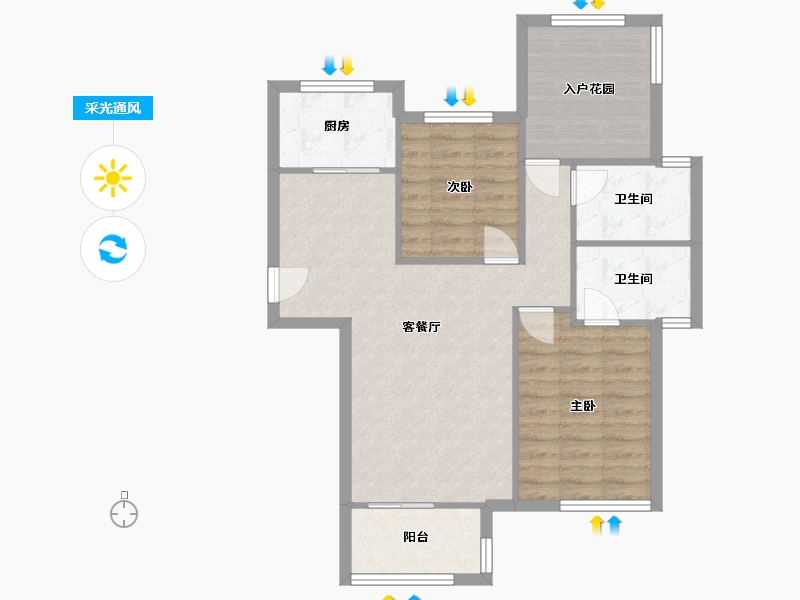 湖南省-长沙市-通号岭绣苑3号楼建面101m²-77.22-户型库-采光通风