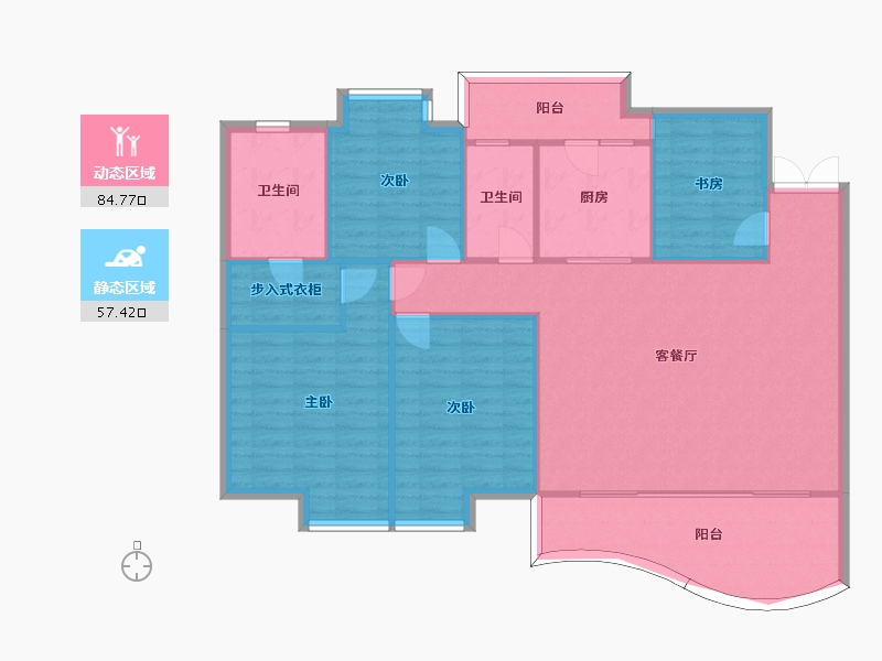 湖南省-长沙市-天祥水晶湾1号楼,住宅1号楼,住宅2号楼建面165m²-131.28-户型库-动静分区