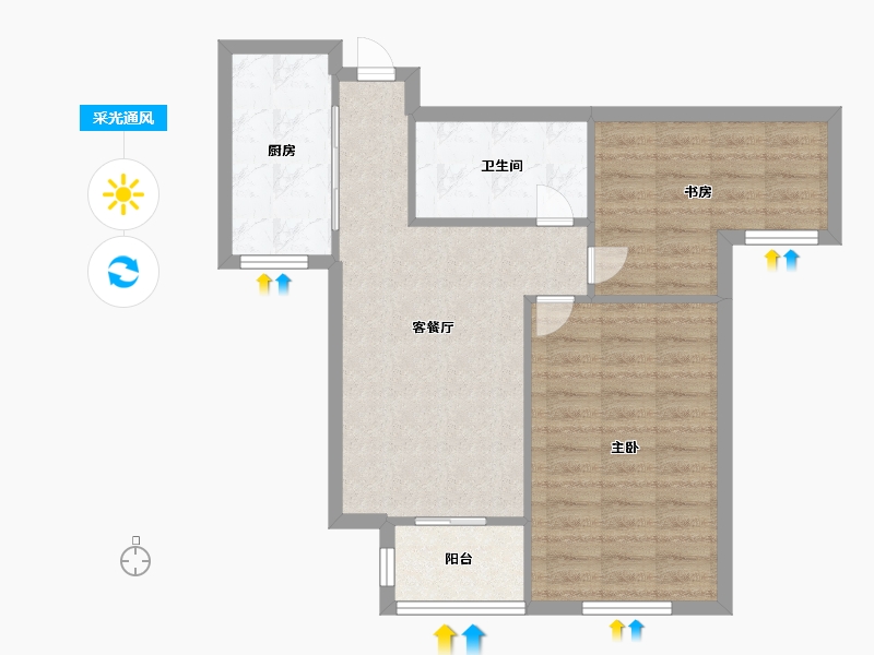 天津-天津市-泰达城河与海10号楼,11号楼建面80m²-64.00-户型库-采光通风