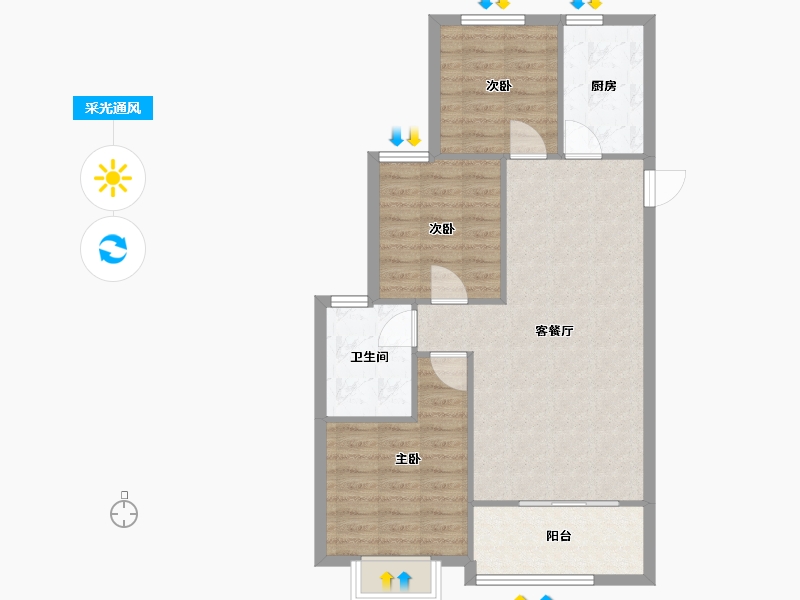 福建省-厦门市-恒大帝景12号楼95m²-76.00-户型库-采光通风