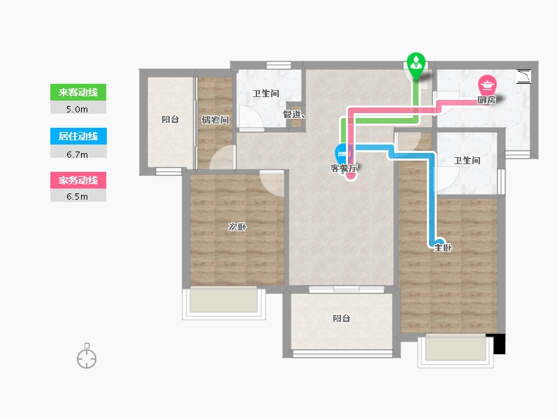 福建省-厦门市-国贸天峯住宅1,2,3，5,6号楼98m²-78.40-户型库-动静线