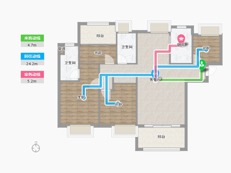 福建省-厦门市-国贸天峯住宅1,2,3，5,6号楼129m²-103.20-户型库-动静线