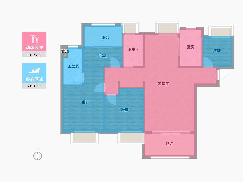 福建省-厦门市-国贸天峯住宅1,2,3，5,6号楼129m²-103.20-户型库-动静分区