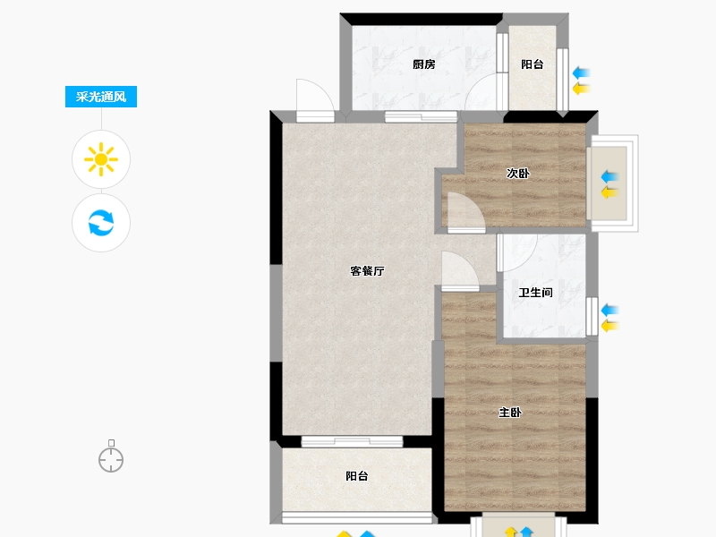 湖南省-长沙市-长沙恒大文化旅游城，L4高层40栋户型建面78m²-55.50-户型库-采光通风