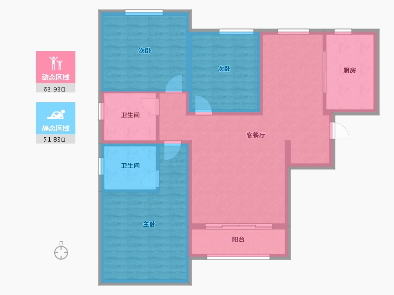 天津-天津市-雅仕兰庭雅仕嘉园9号楼,建面130m²-104.00-户型库-动静分区