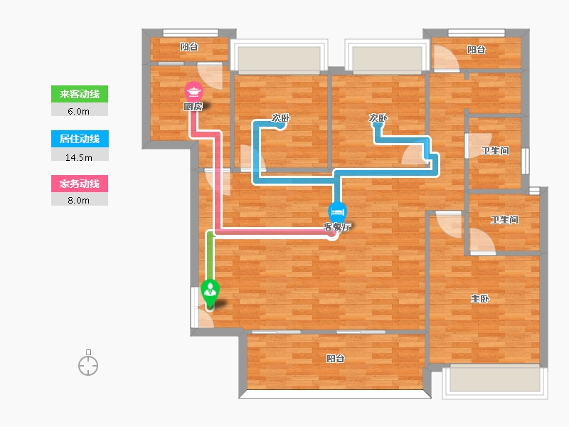 重庆-重庆市-荣盛锦绣南山套内0m2-98.86-户型库-动静线