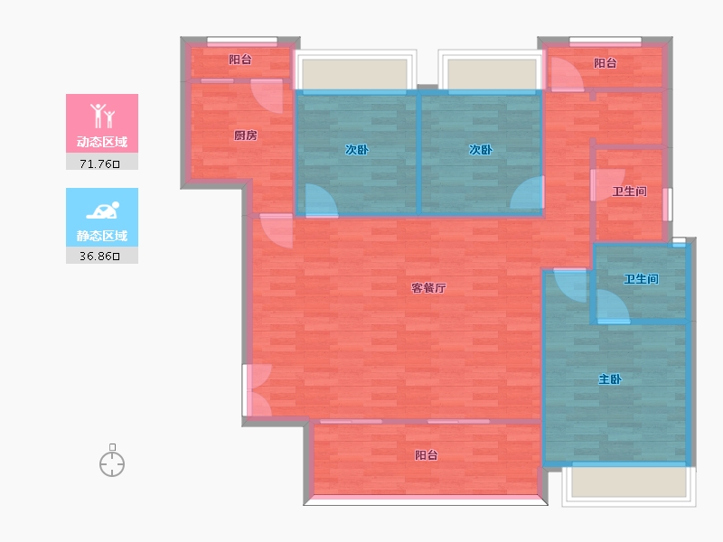 重庆-重庆市-荣盛锦绣南山套内0m2-98.86-户型库-动静分区